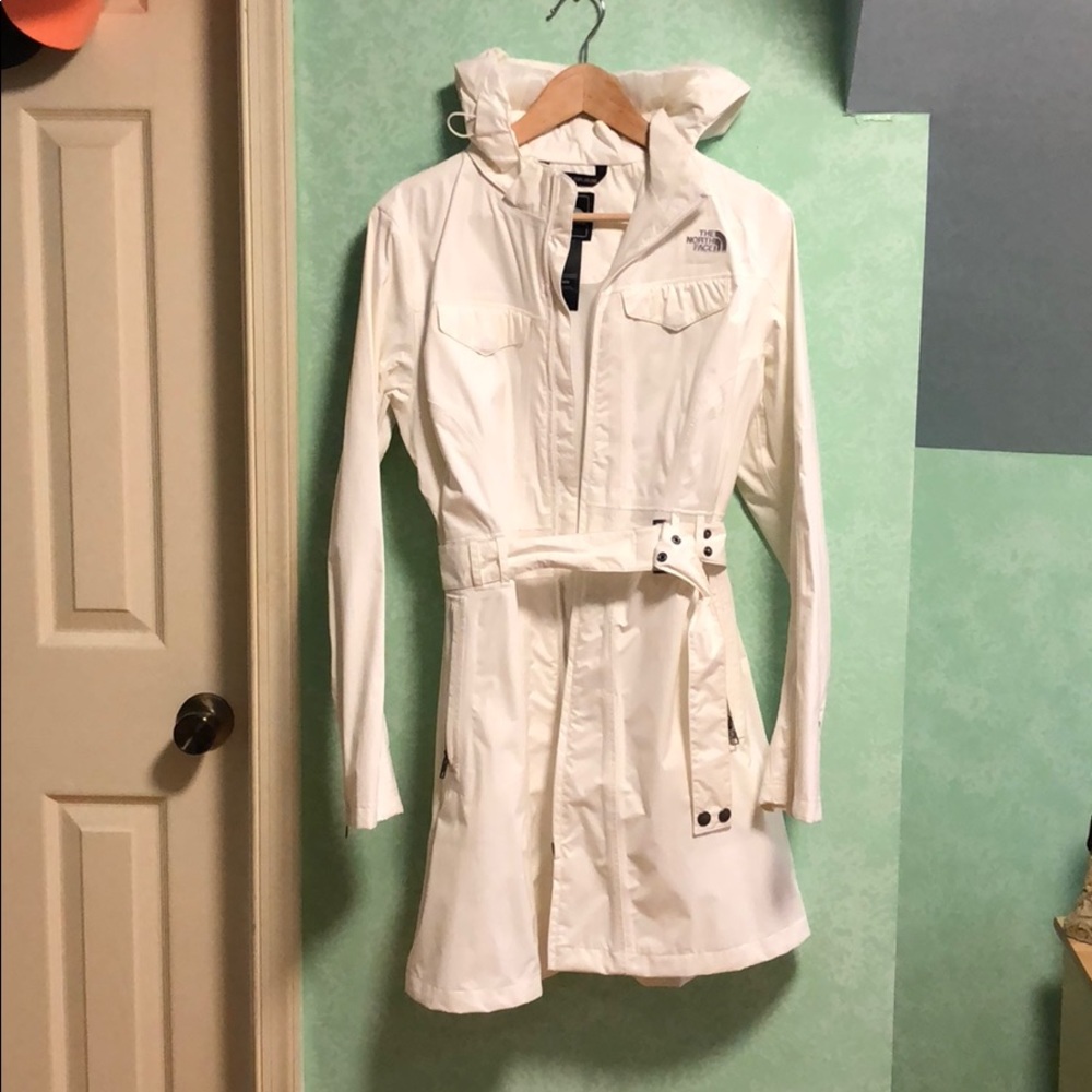North face white rain jacket